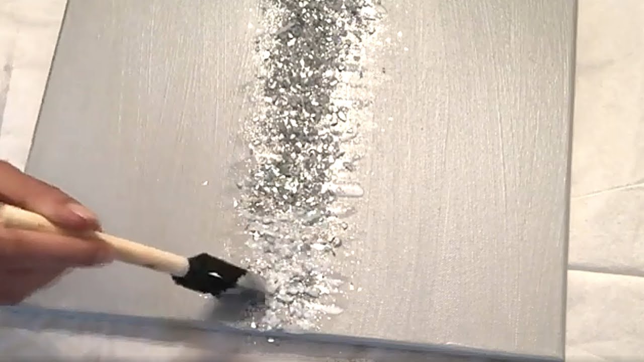 DIY Silver Glitter Crushed Glass Wall Art || Platinum and Silver Wall Decor