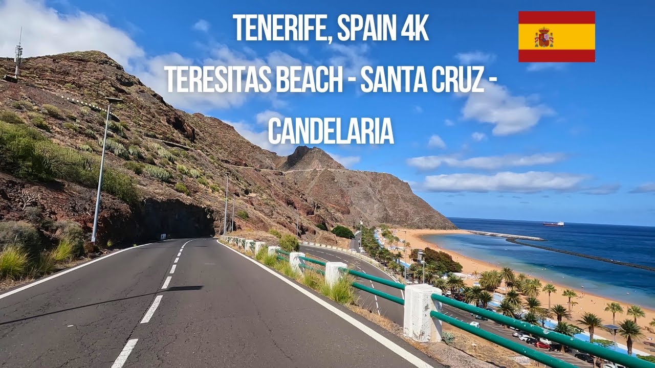 🚗 Tenerife Driving Tour (Real Time) | Playa de Las Teresitas → Santa Cruz → Candelaria | 4K