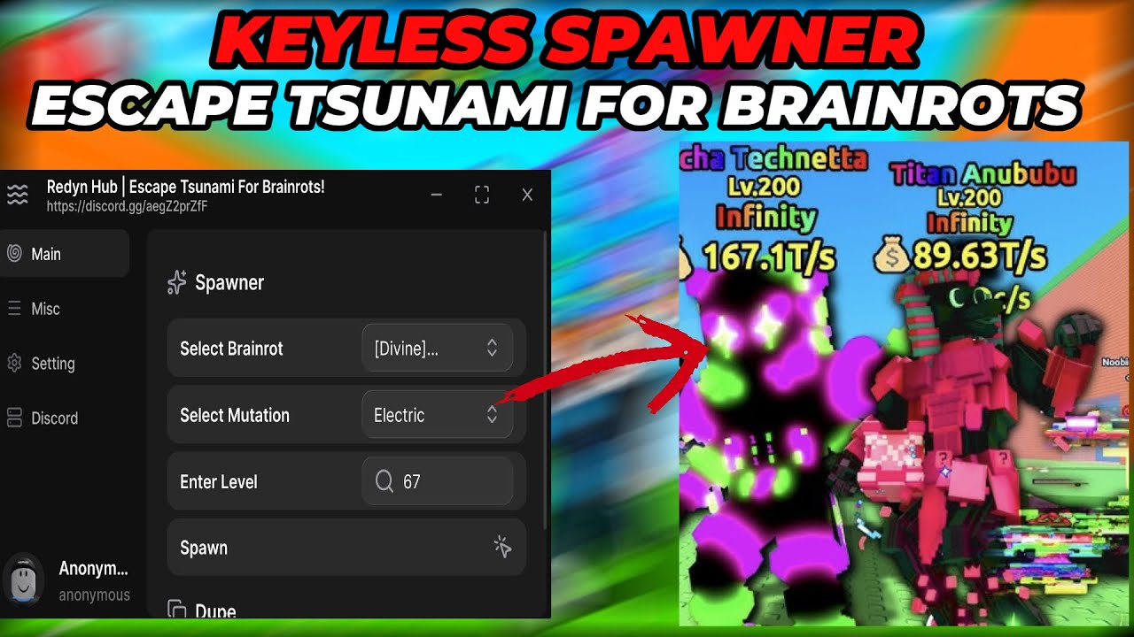 [UPDATED]Redyn Hub ESCAPE TSUNAMI Brainrots Spawner Script (keyless+working)