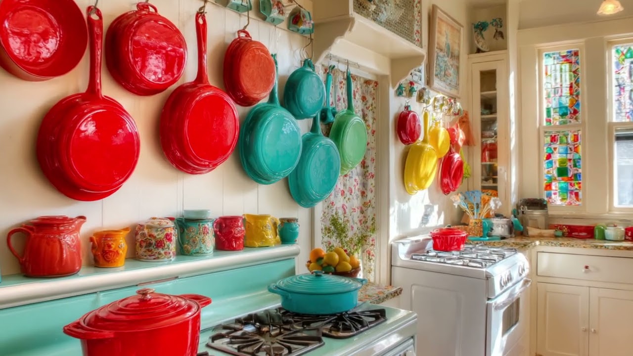 Shabby Chic Kitchens: Bold Colors Beyond Paint for Statement Pieces