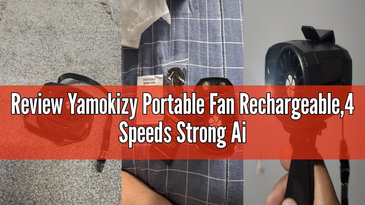 Review Yamokizy Portable Fan Rechargeable,4 Speeds Strong Airflow Small Fan Waist,Battery Powered Mi