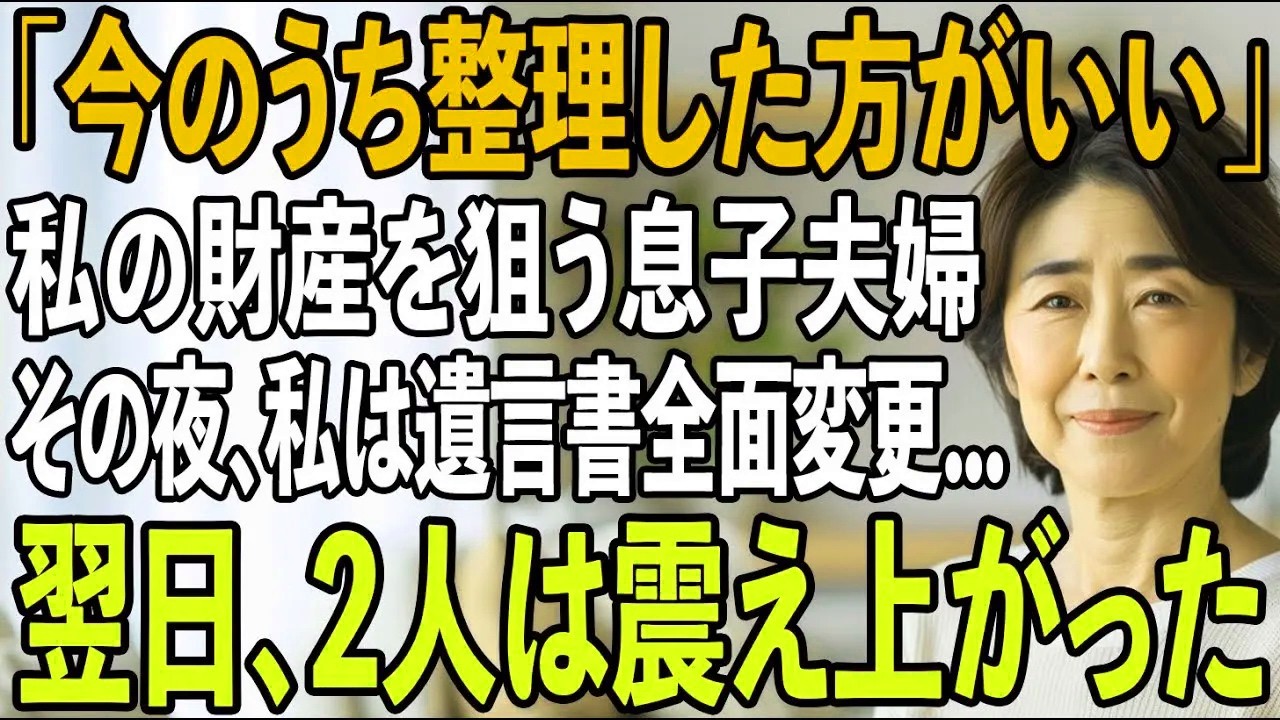 「今のうち整理した方がいい」生前から私の財産を狙う息子夫婦ーー「出て行きなさい」と告げた瞬間私を殴った息子。