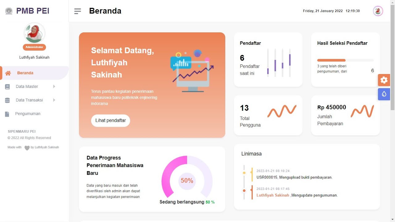 Sistem Penerimaan Mahasiswa Baru (PMB PEI) berbasis Webiste menggunakan Framework Laravel