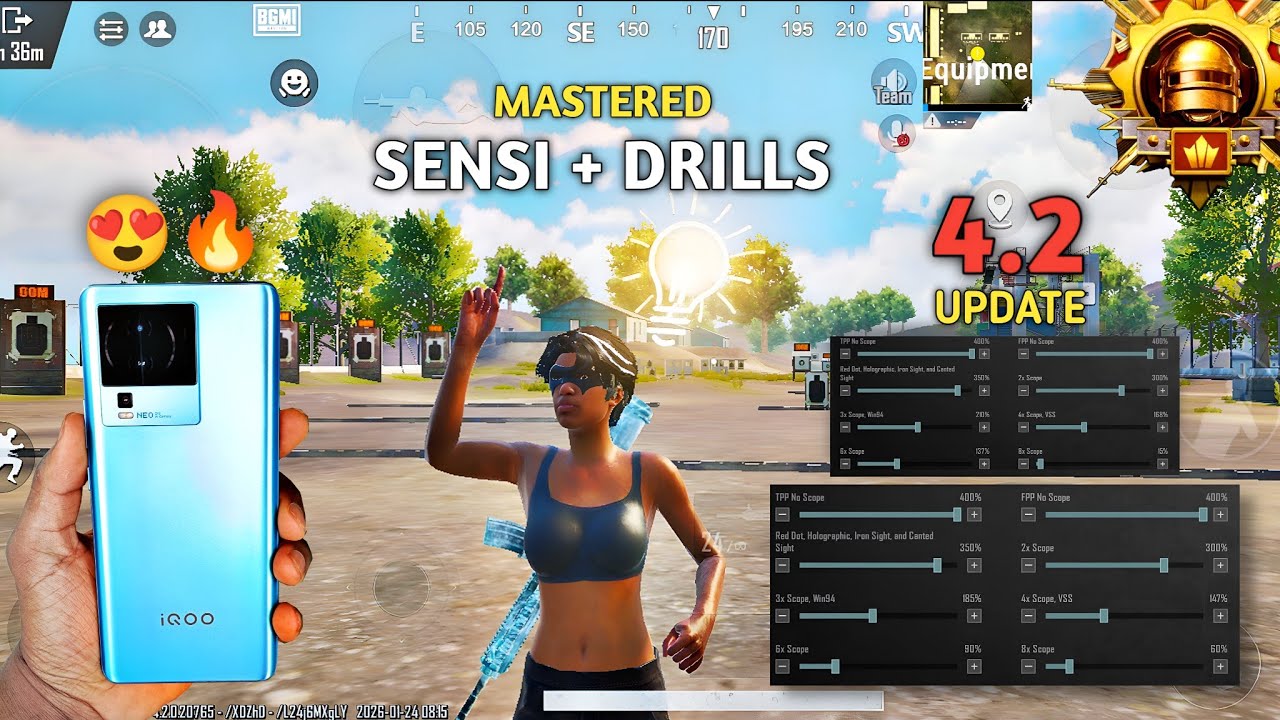 IQOO NEO 7 BGMI (4.3 UPDATE ) NEW BEST SENSITIVITY + TRAINING DRILLS 🔥☠️ IQOO NEO 10 120 FPS TEST