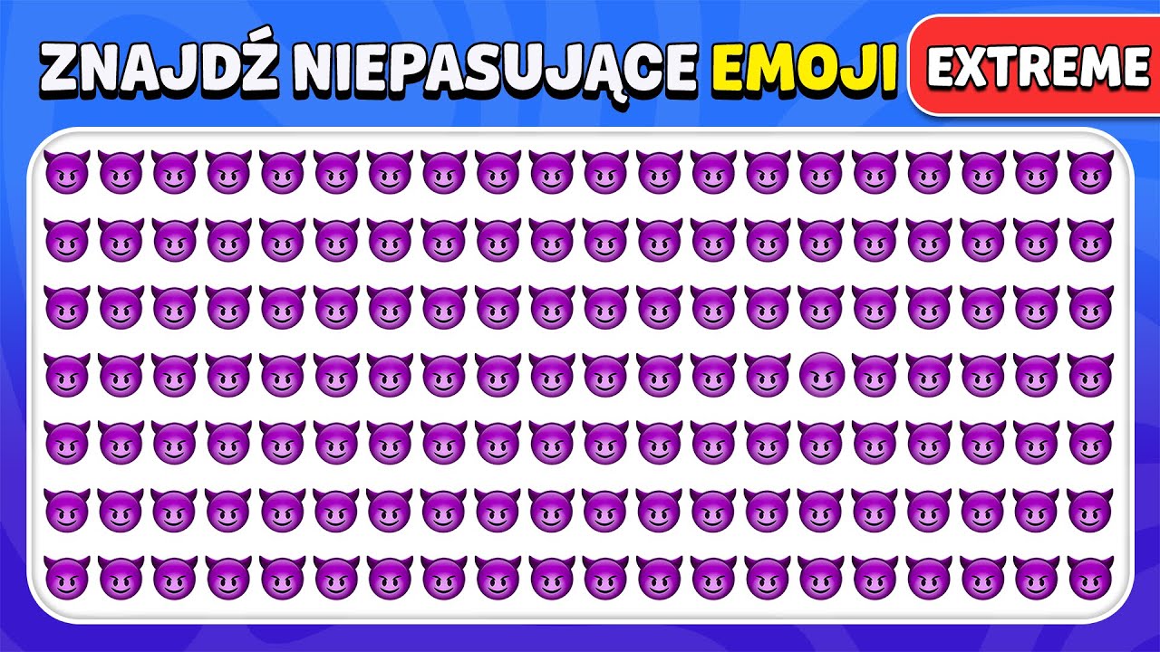 Znajdź Niepasujące Emoji - EKSTREMALNA Edycja Emoji 🔥🤩🎁 | 40 poziomów | Łatwy, Średni, Trudny