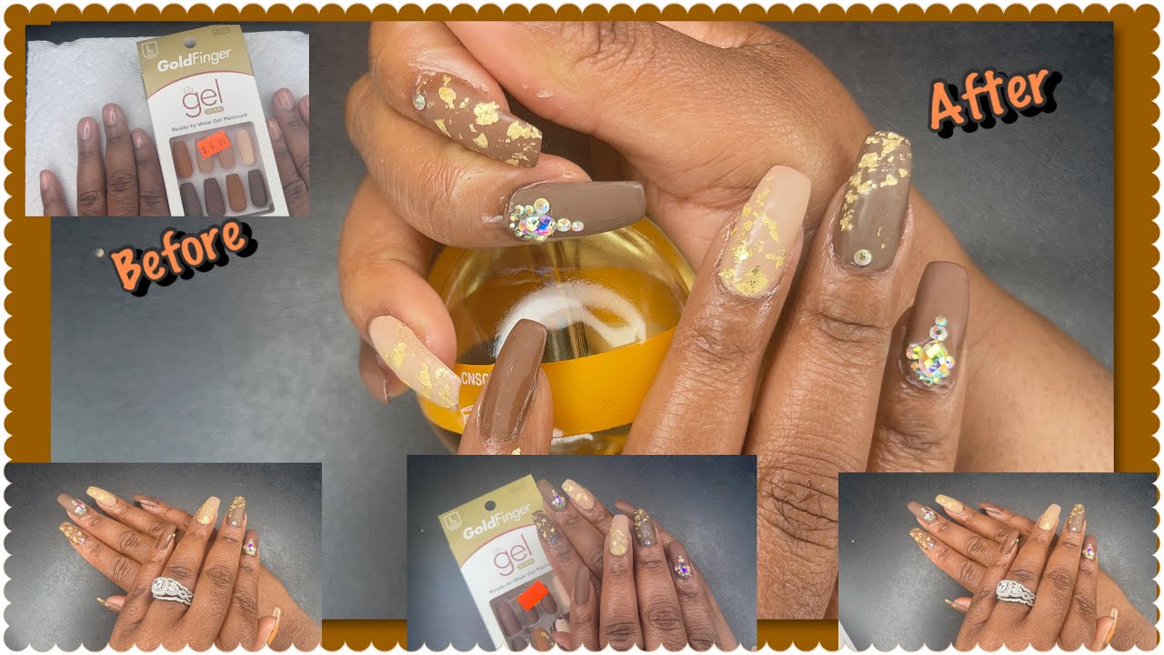 $7 Press On Nails ft Gold Finger Matte Gel Nails/Review and Application/ SimplyKourtleen 💅💅💅💅