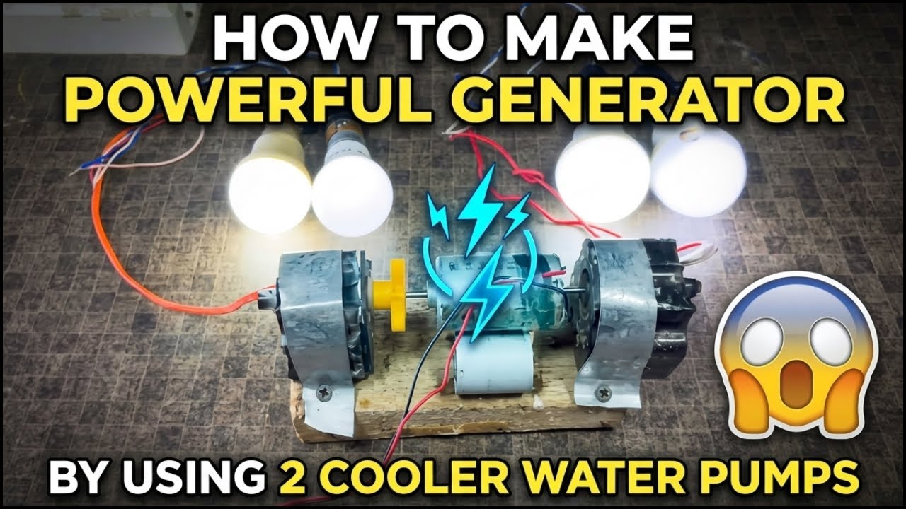 100% Working Powerful Generator Using 2 Water Pumps 🔥 | Homemade Electricity