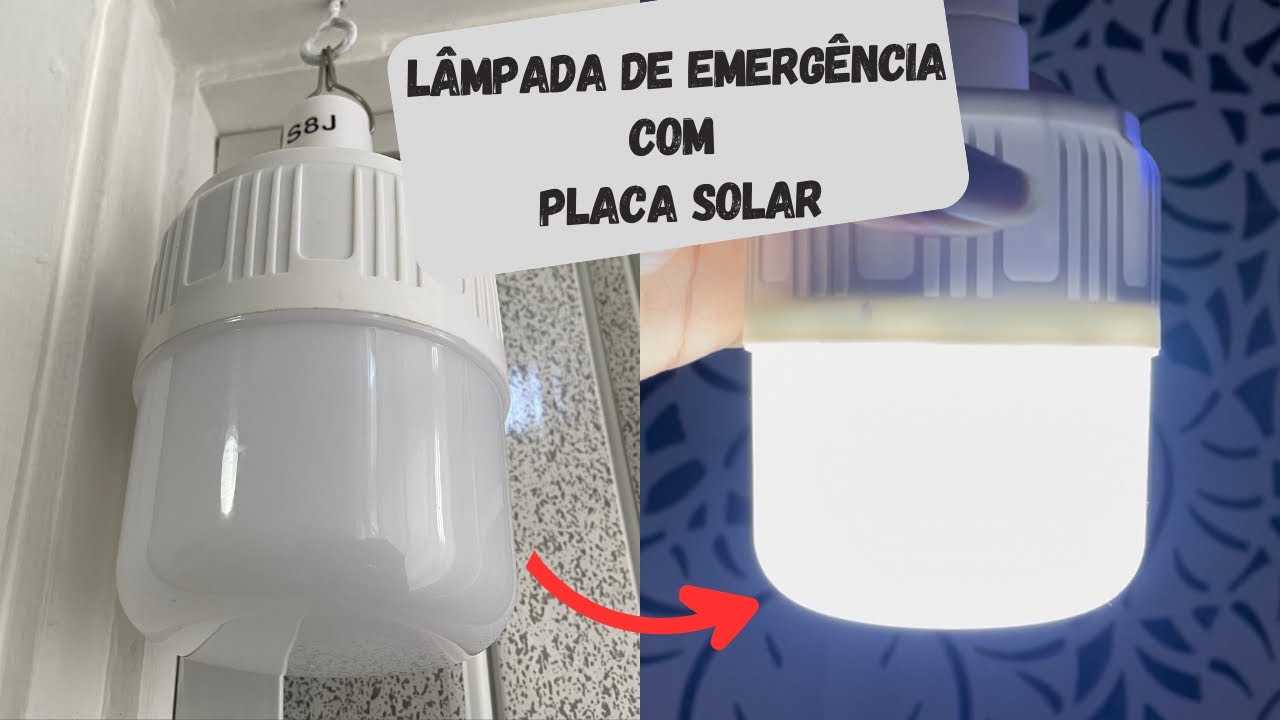 Lâmpada Recarregável Emergência com Placa Solar 
