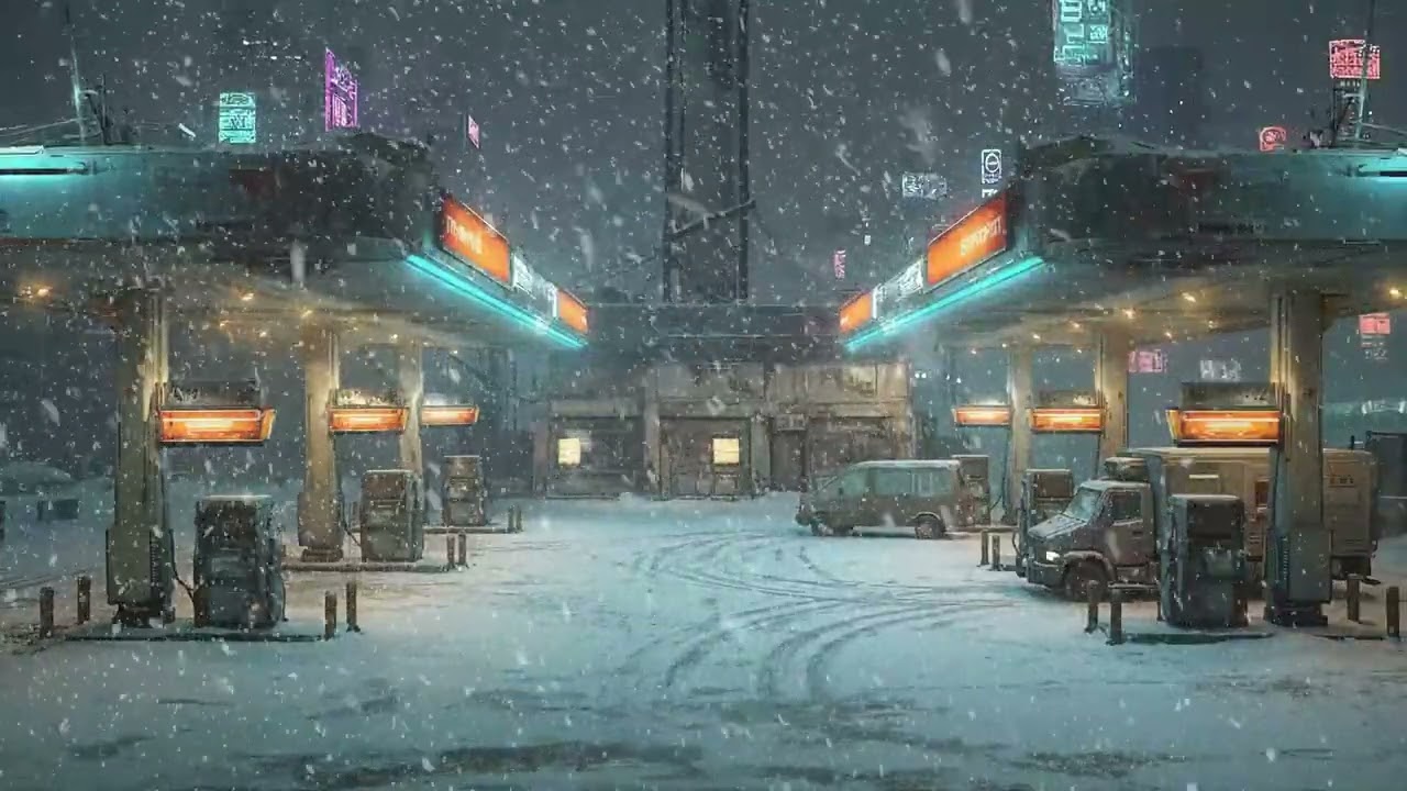 Futuristic Cyberpunk Snowstorm Ambience - 3 Hours of Heavy Blizzard Sounds for Deep Focus