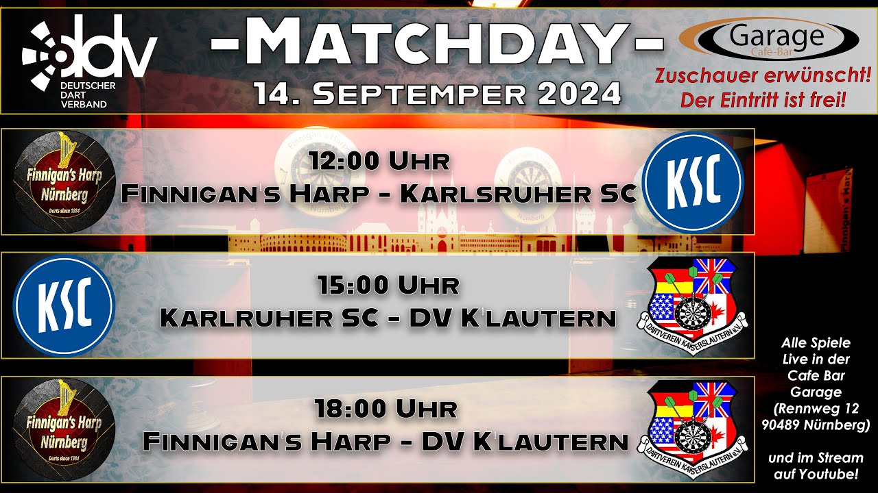 DDV 1. Bundesliga Süd 1. Spieltag Finnigan's Harp Nürnberg