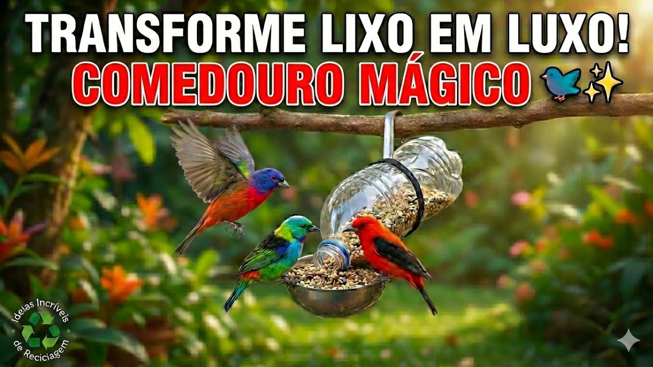 DO LIXO AO LUXO! 😱 Fiz um Comedouro Mágico com Garrafa PET e Concha 🦜✨ #Reciclagem