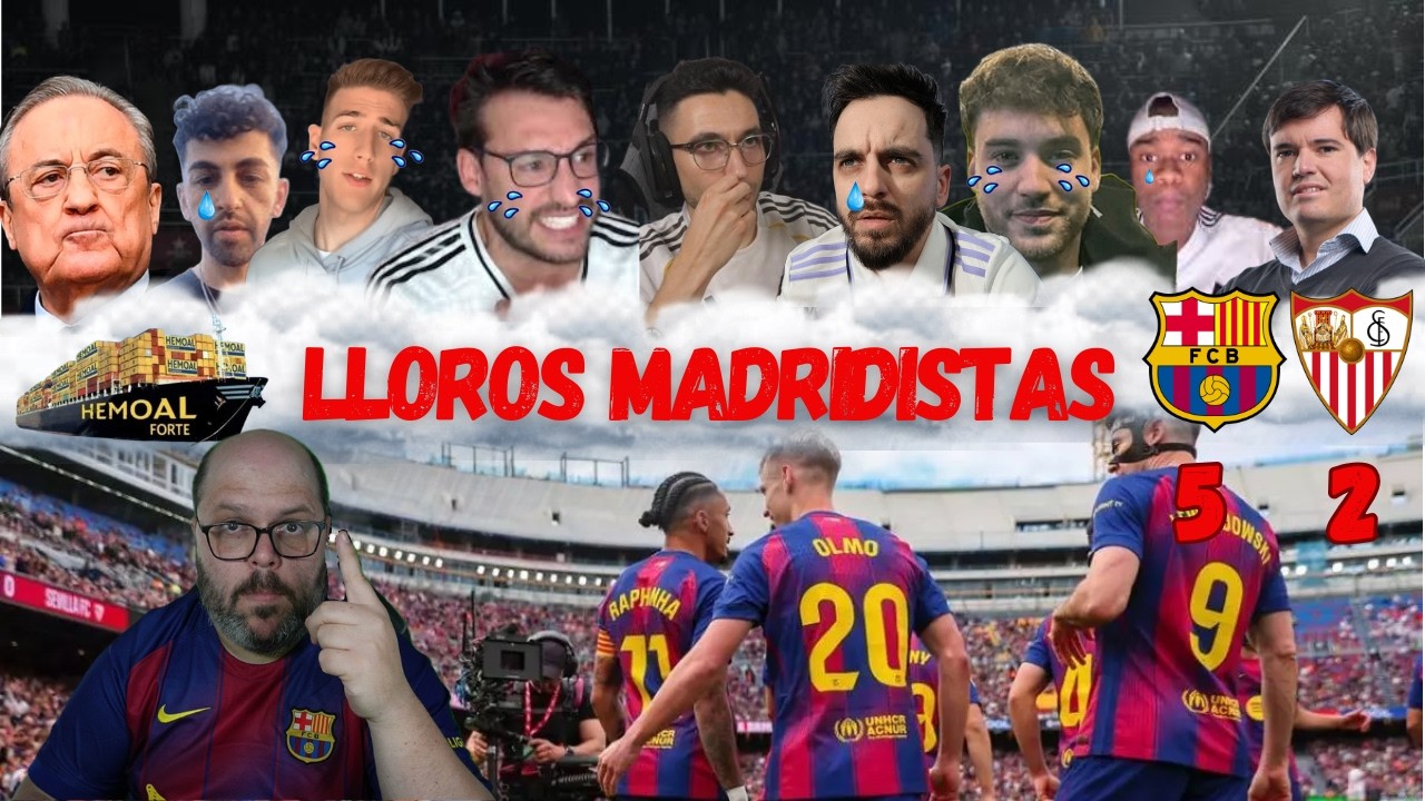(PALIZA AL SEVILLA) TODOS LOS MEJORES LLOROS  MADRIDISTAS AL FC BARCELONA 5 SEVILLA 1