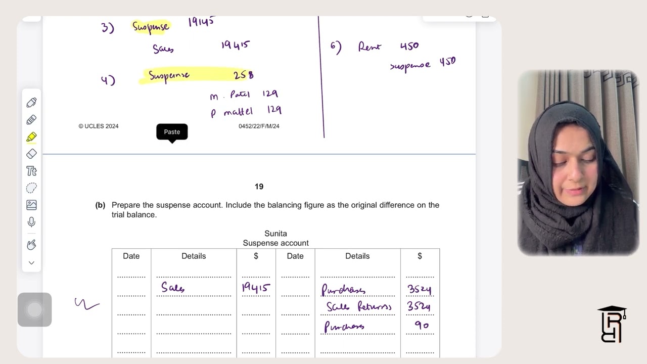 O level/ IGCSE Accounting | Feb March 2024 Q5 | Errors and Suspense.