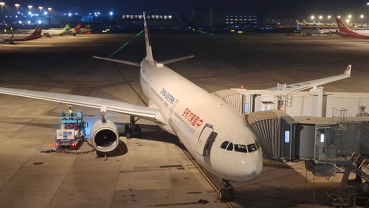 China Eastern Airlines Aibus A330-300 takeoff from Shanghai Pudong Airport