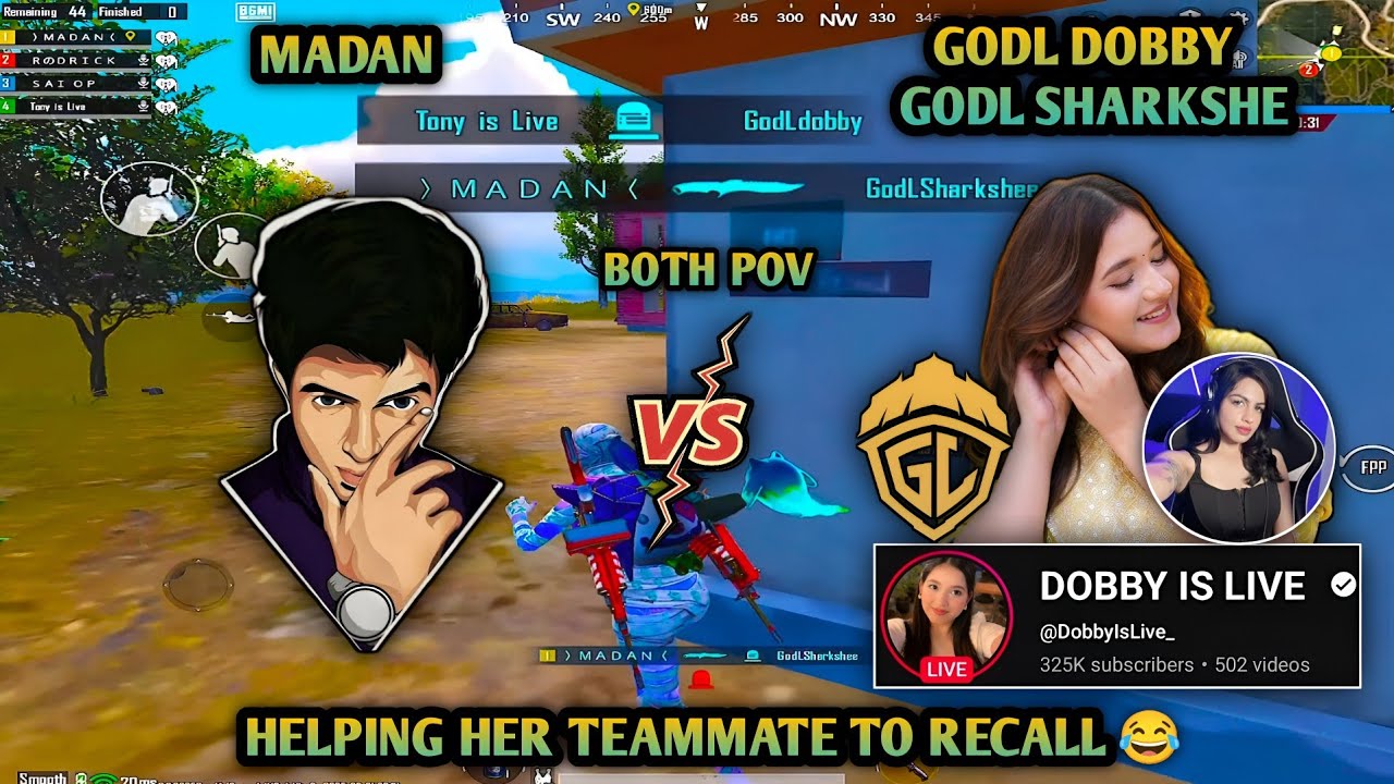 MADAN VS GODL DOBBY & SHARKSHE IN SAME LOBBY 🔥 #madan #madanop #bgmi