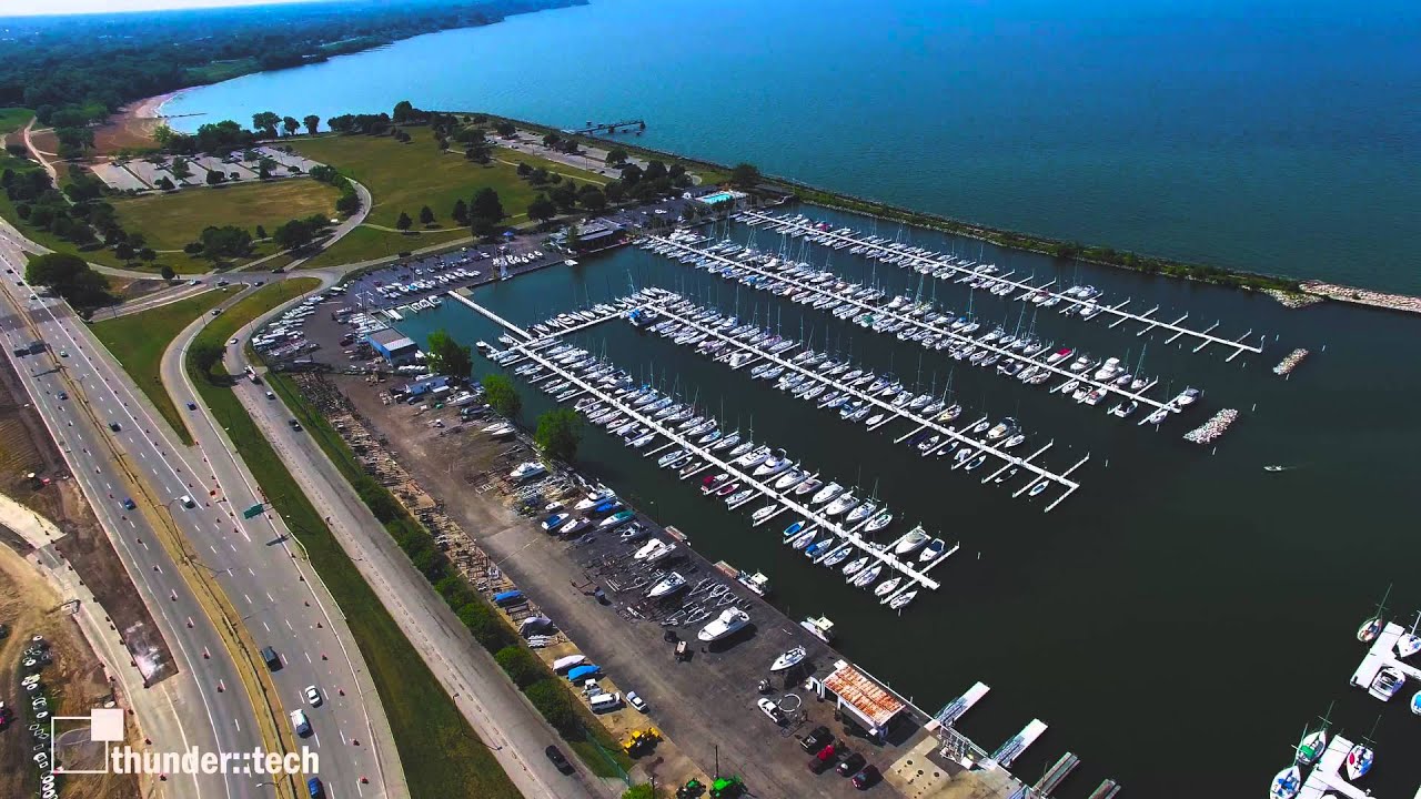 Drone Flight Over Cleveland's Lake Erie Shore