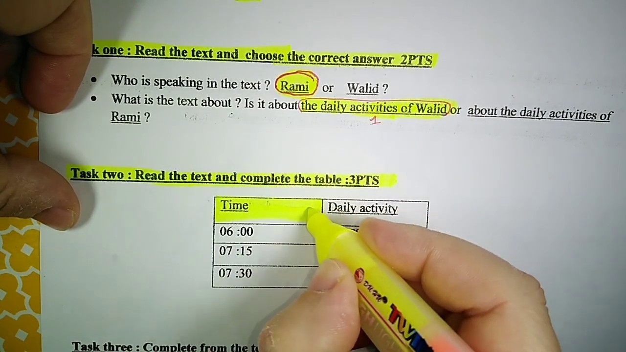 إختبار الإنجليزية الفصل الثاني للسنة الأولى متوسط