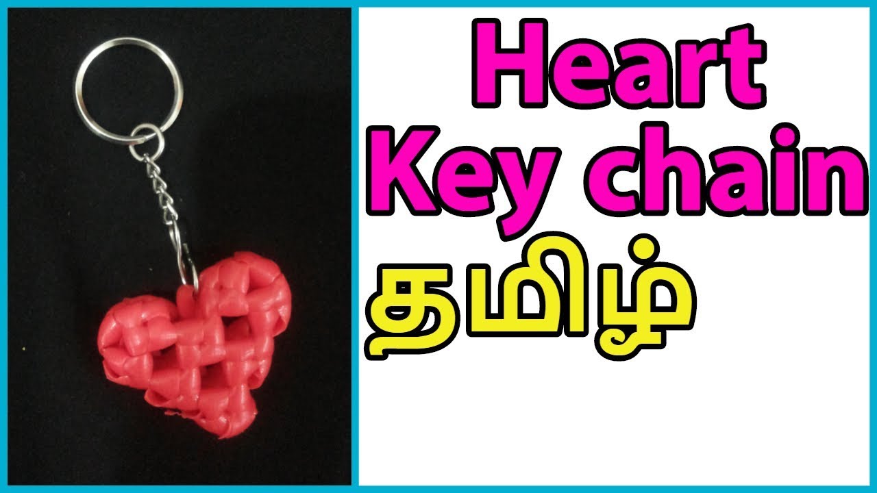 Tamil-How to make 3D Heart Key chain using Plastic wire Tutorial | Plastic wire Koodai making