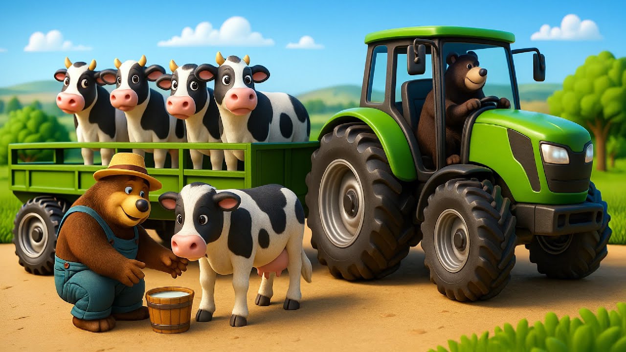 Farm Work: Milking From Cows, Production Process Of Packing Cow Milk Boxes - Tractor