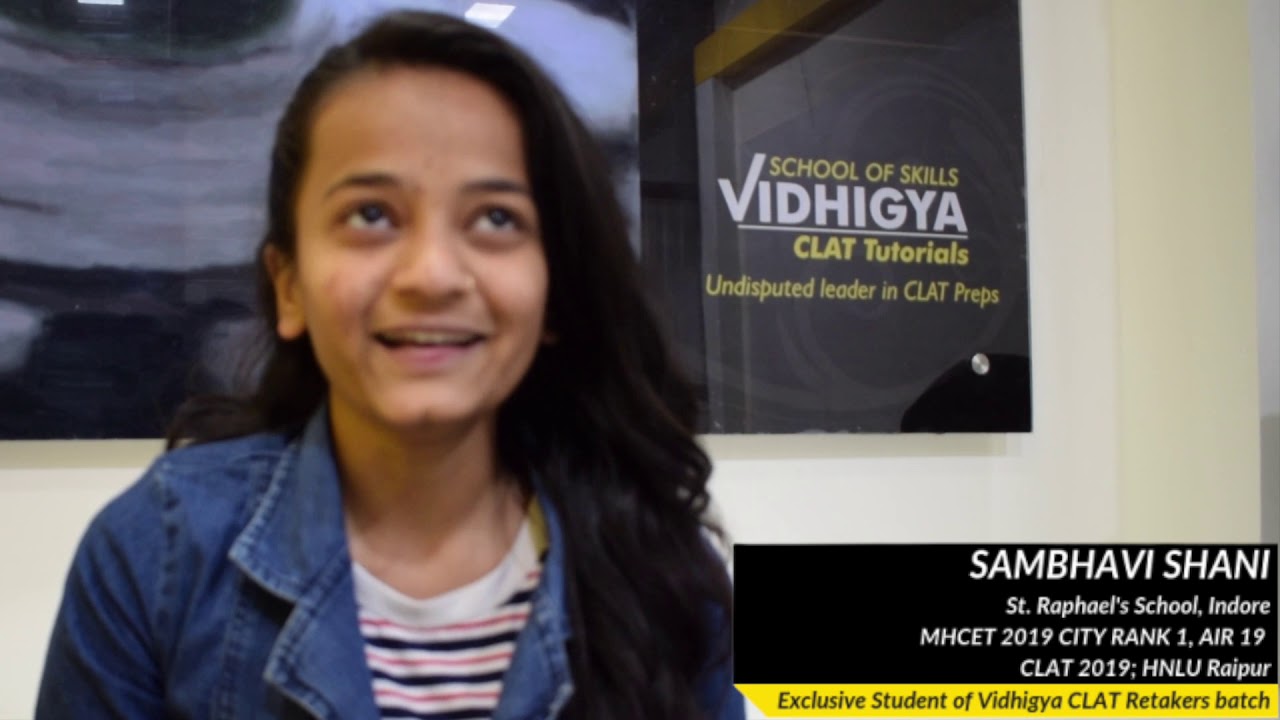 Shambhavi Shani MHCET City Rank 1, AIR 19, CLAT 2019, HNLU Raipur