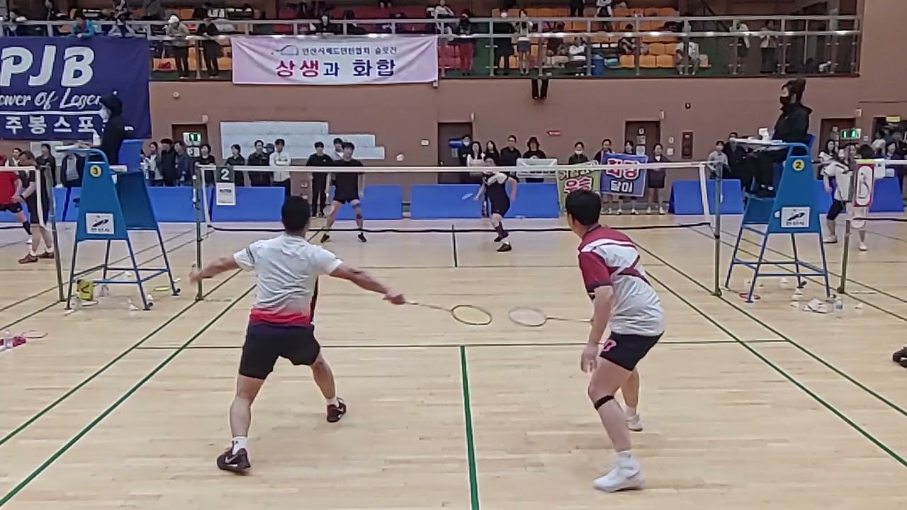 🏸안산시 협회장기 배드민턴 대회 40대B조 남복 4강 둔배미클럽 김용한&김문태