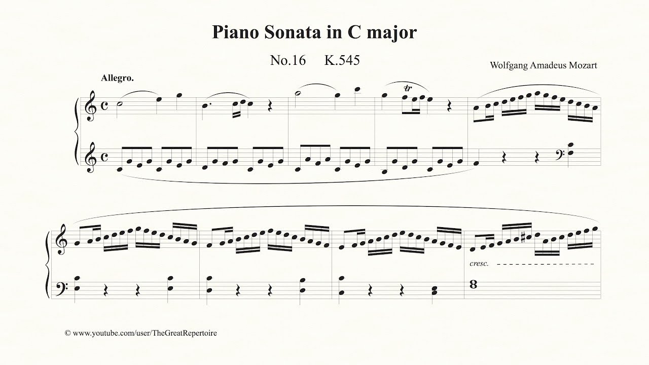 Mozart, Piano Sonata in C major, No 16, K 545, Allegro, Harpsichord