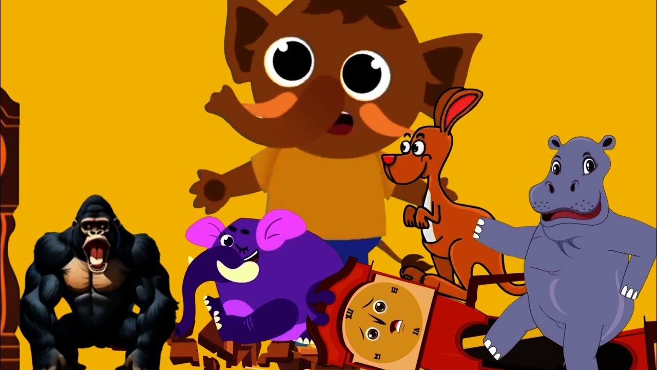 Hickory dickory dock ✨mammoth, gorilla, elephant, kangaroo, hippo⏰Effects tutorial 🖌️