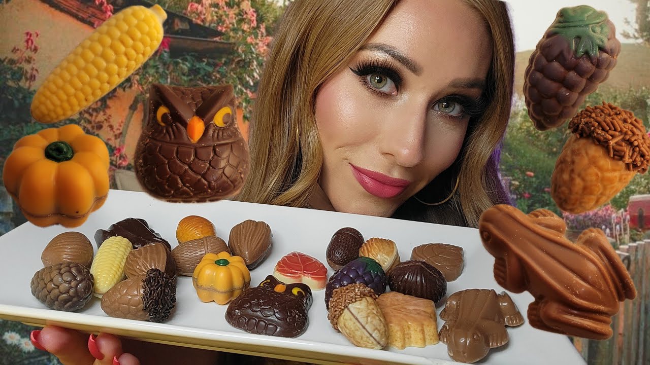 ASMR | Mukbang 🍫 CHOCOLATE CORN, OWL, ACORN, FROG & More!!! 🦉🍁🐸🌽 *Harvest Collection*