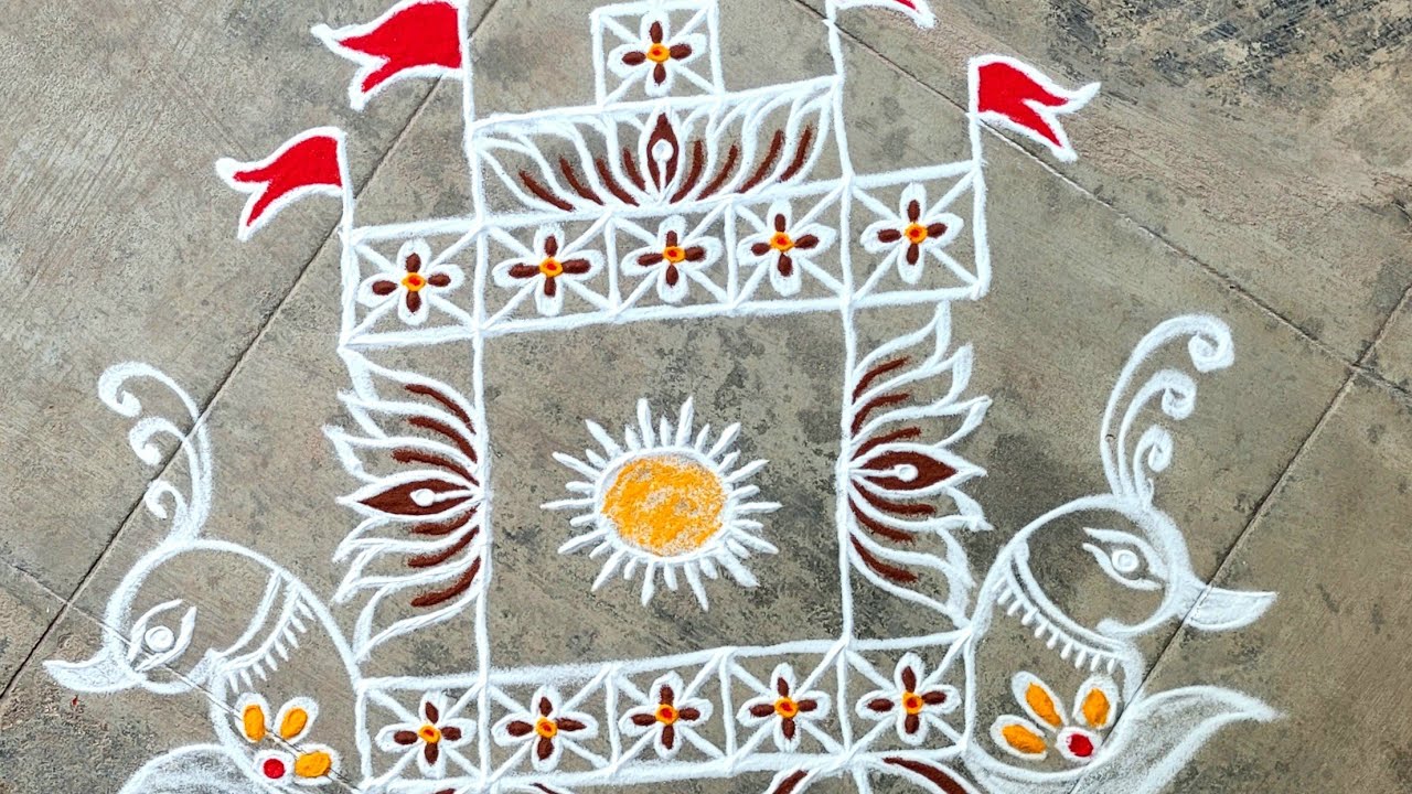 Easy Beginner's Rathasapthami Special Rangoli🛕Traditional Doorstep Rangoli🪷Simple Elegant Rangoli🛕🌼🪷