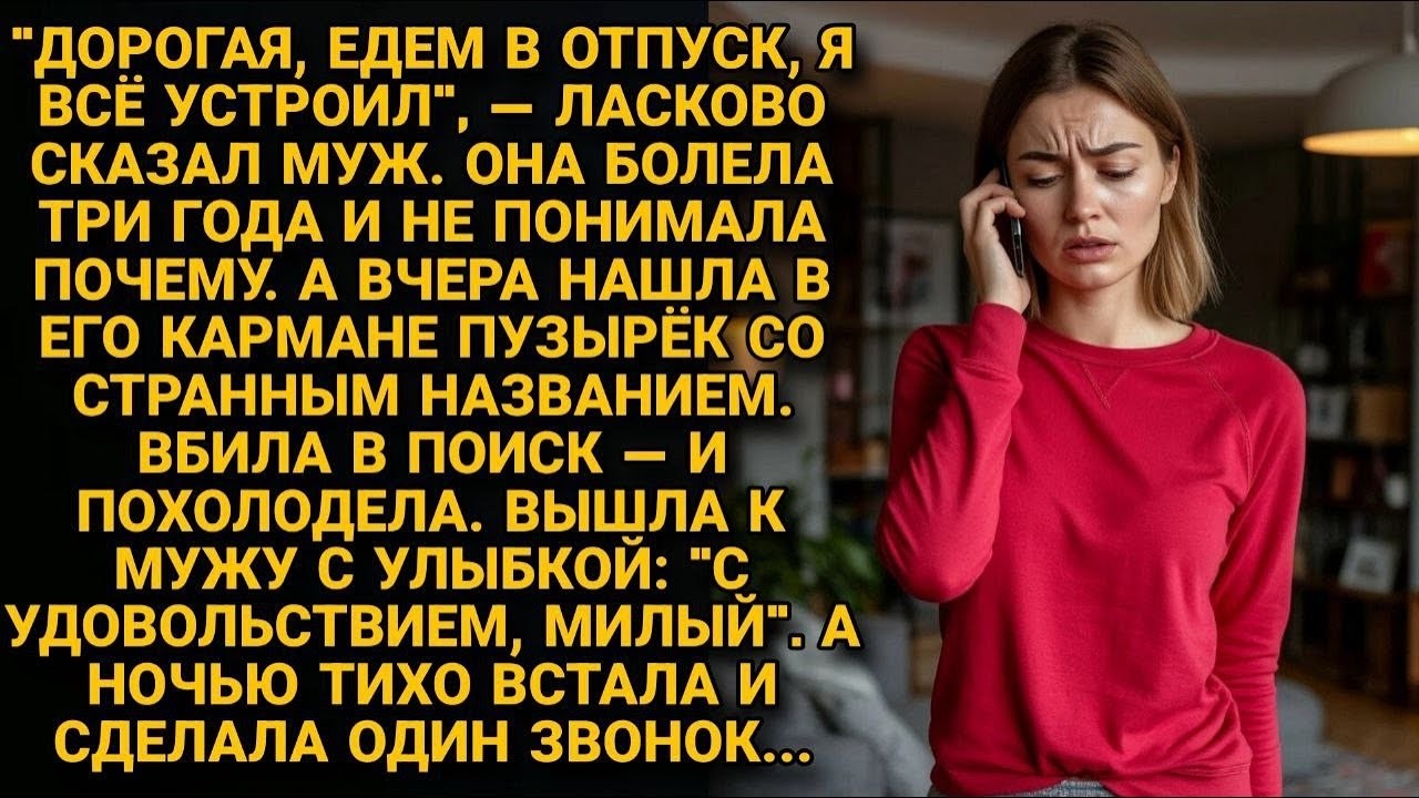 «Муж сказал    Едем в отпуск   А она нашла в его кармане пузырёк и поняла — это ловушка