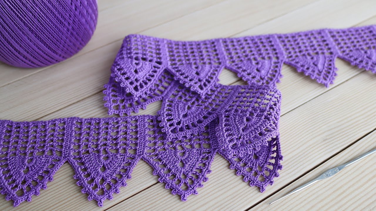 КАЙМА КРЮЧКОМ простое вязание для начинающих ЛЕНТОЧНОЕ КРУЖЕВО схема Crochet lace for Beginners