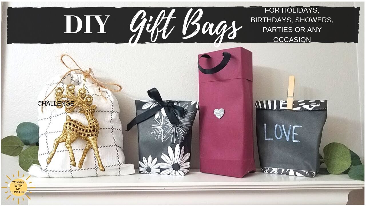 DIY GIFT BAGS | CINCH SACK | PAPER BAG FABRIC IDEAS | DOLLAR TREE WALMART | HOLIDAY BIRTHDAY SHOWER
