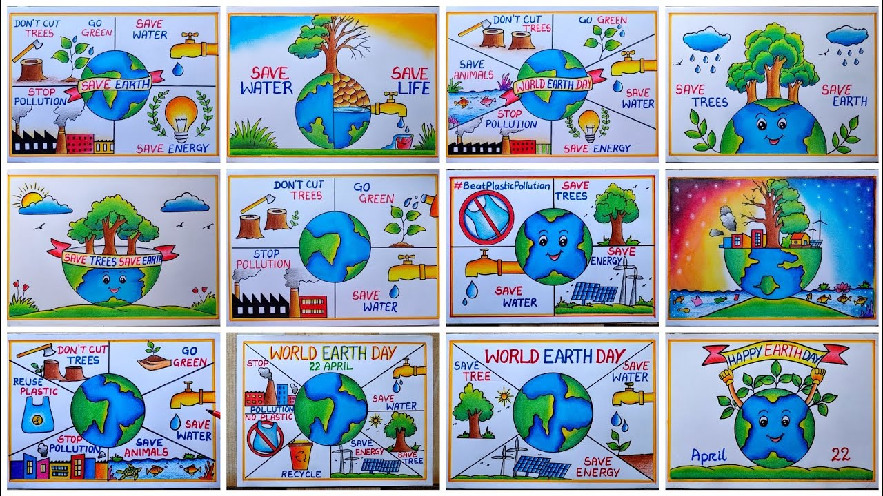Earth Day drawing| World Earth Day Poster drawing| Save earth poster drawing| Save Environment