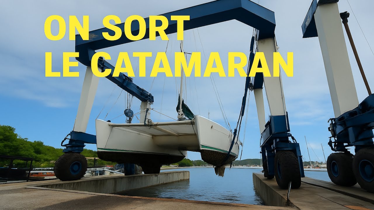On Sort le Catamaran de l’Eau ! Début du Carénage au Marin, Jour 1 - EP 61 - Catamaran Salinas