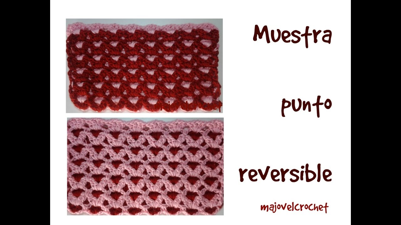 Muestra punto corazones  reversible a crochet