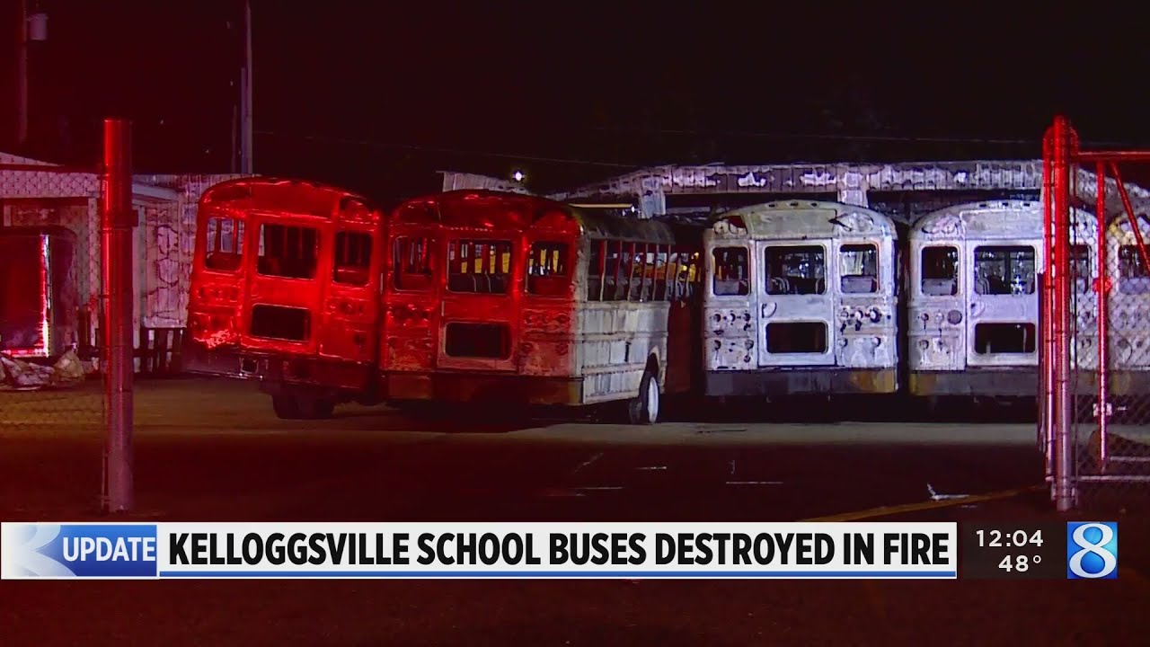 Six buses destroyed, Kelloggsville schools closed after fire