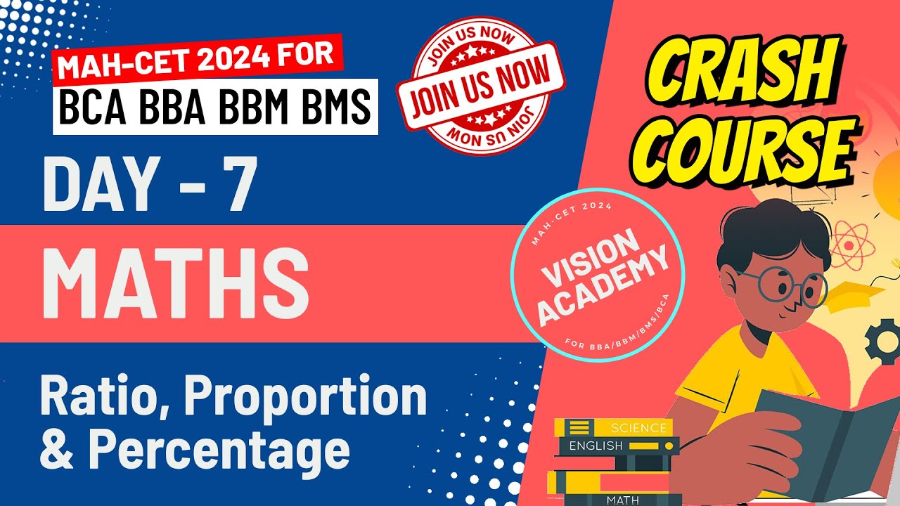 Maths - Ratio, Proportion & Percentage | Day 7 | MAH CET 2024 for BCA BBA BMS BBM 🚀FREE Crash Course