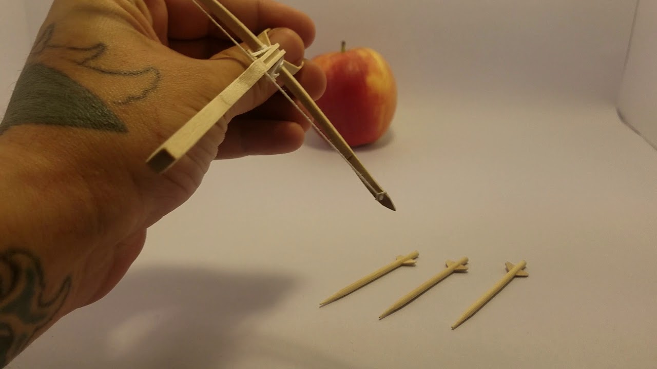Craftstick functioning Mini  Medieval Crossbow made from popsiclesticks
