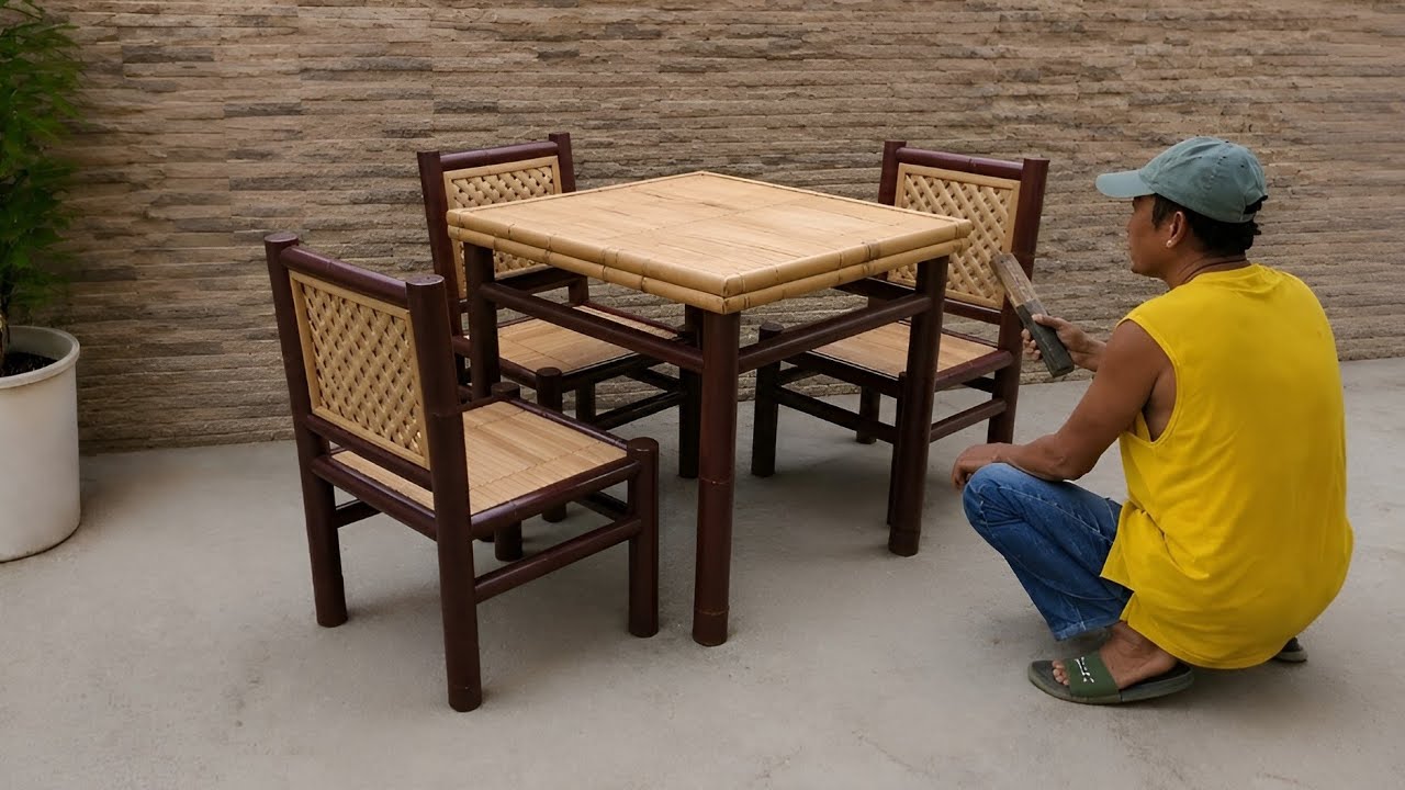 I SPENT 3 DAYS MAKING THIS BAMBOO DINING. TABLE FROM SCRATCH