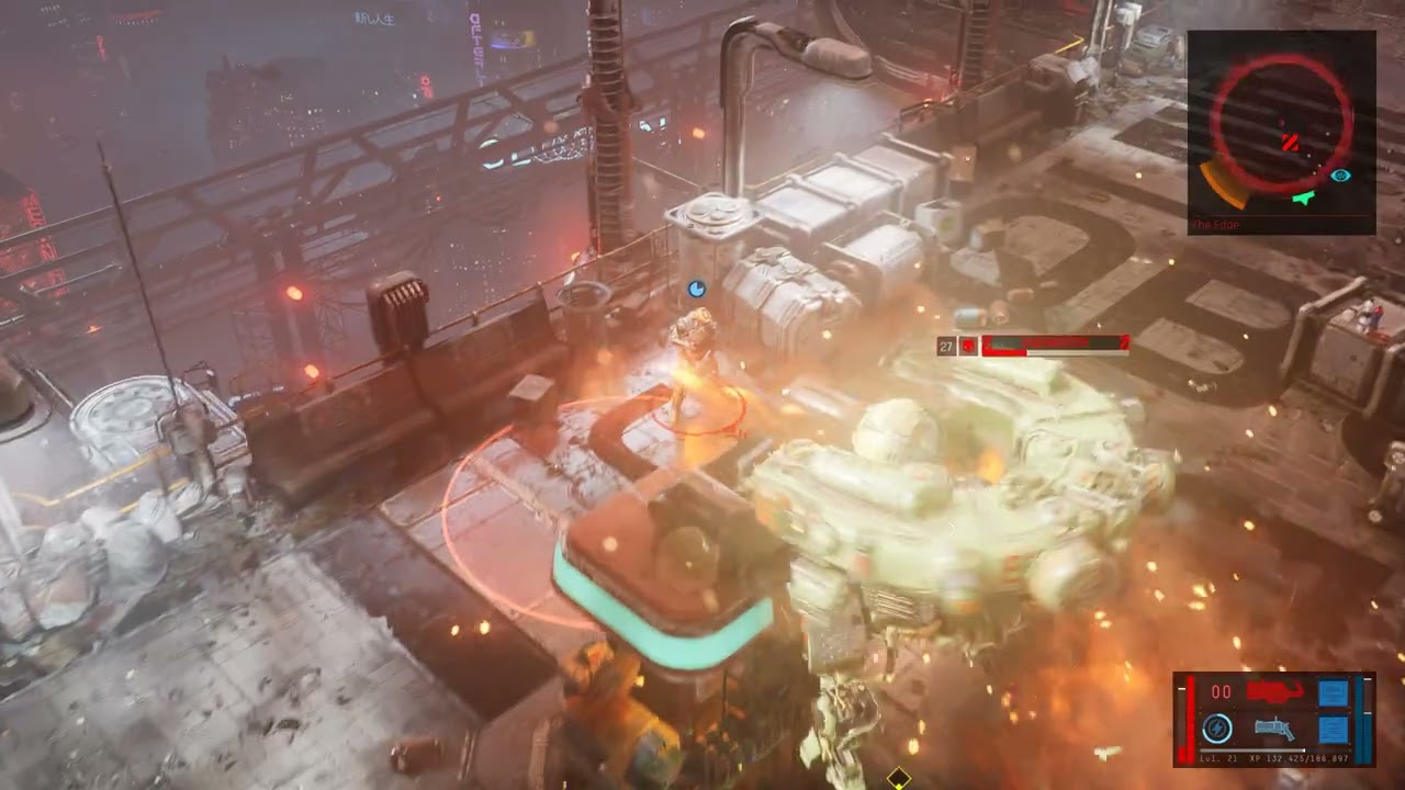 The Ascent - Weapons Testing: Blastmaster vs Mech ~40s