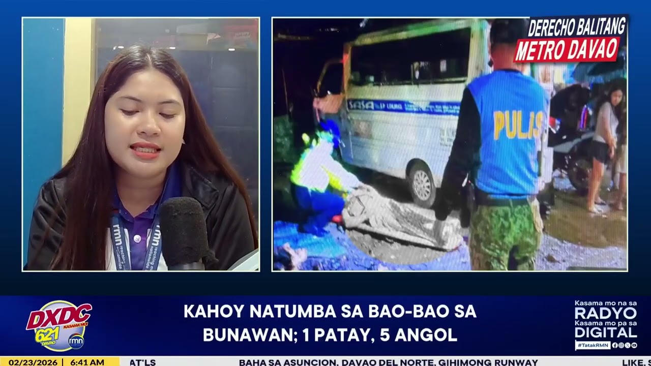 KAHOY NATUMBA SA BAO-BAO SA BUNAWAN; 1 PATAY, 3 ANGOL