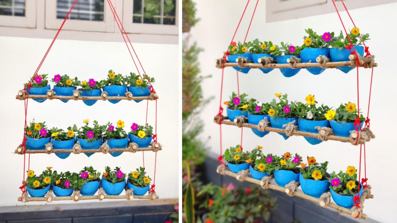 How to make vertical garden using coconut shells | hanging plant ideas
