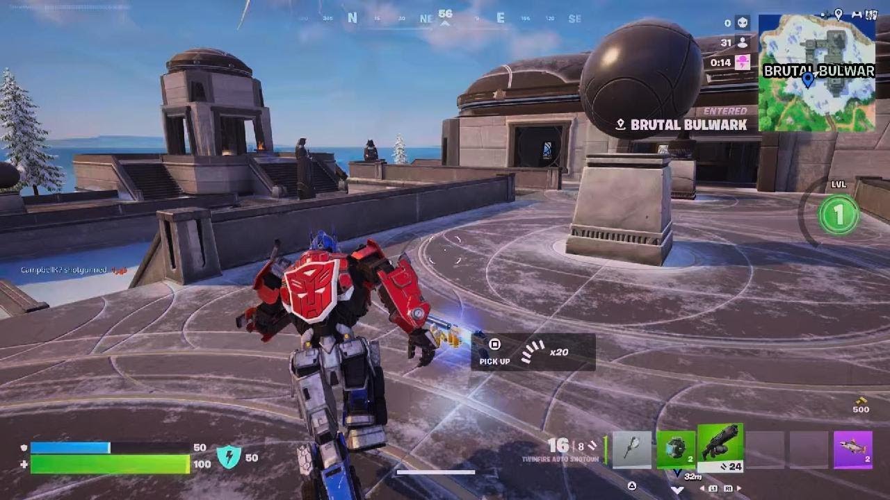 Fortnite Blitz Royale 8 eliminations with Optimus Prime
