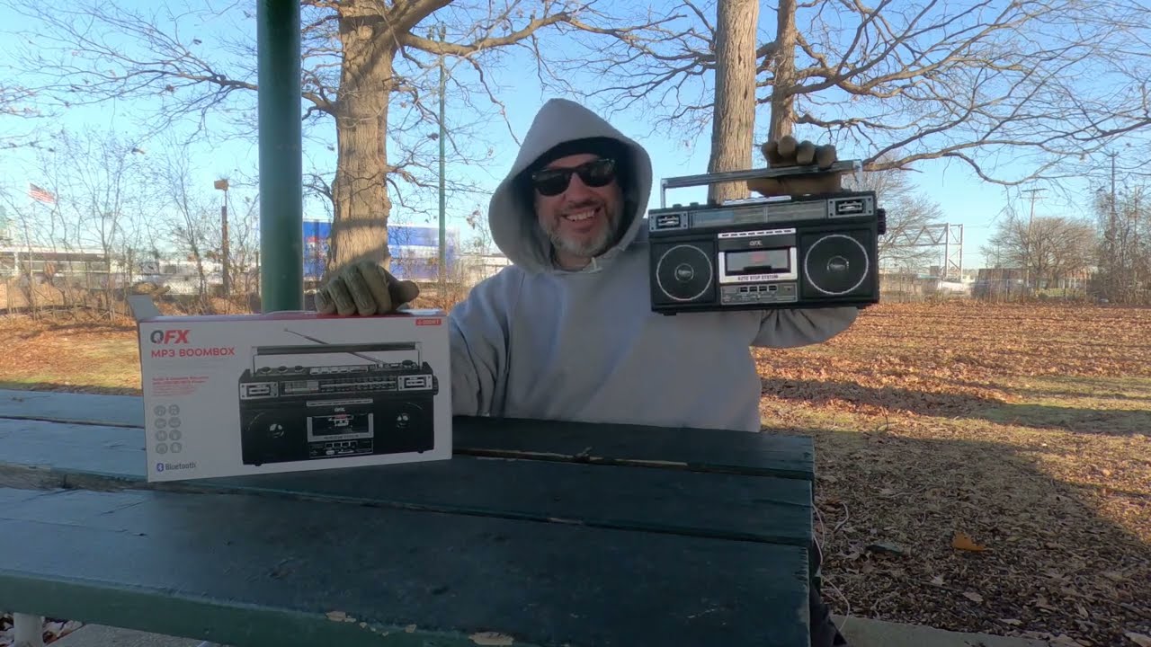 QFX J-220BT Boombox MP3 Cassette with 4-Band Radio, Bluetooth, Microphone and a 3-Band Equalizer