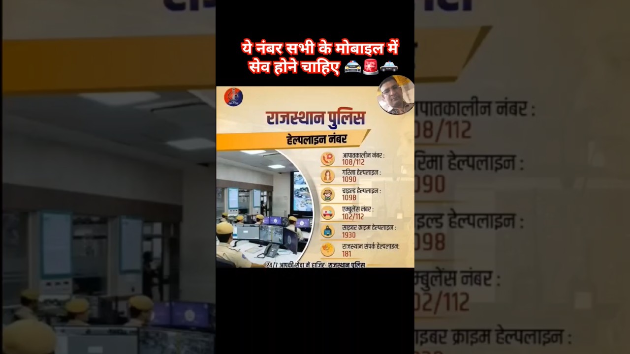 Rajasthan Police Helpline Number 🚔🚨🚓 || #rajasthanpolice #police #policehelp #helpline #help #shorts
