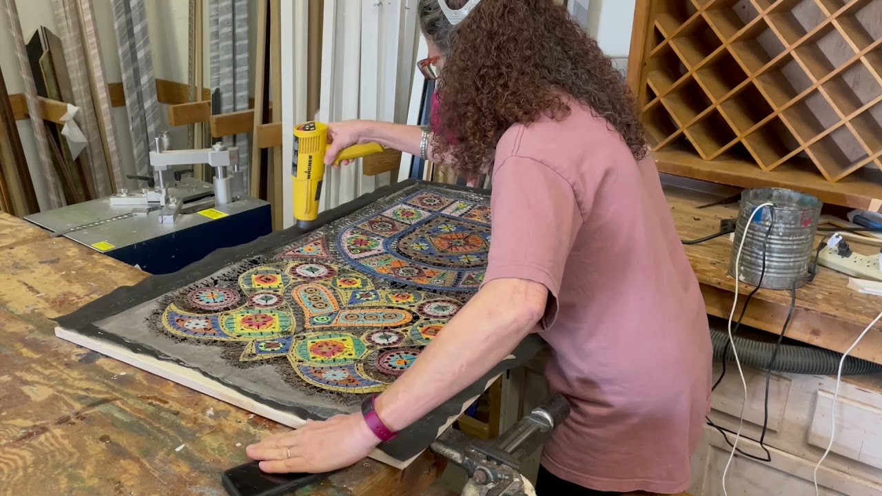 Susan Lenz: Melting a Fiber Stained Glass Artwork. Christmas 2021.