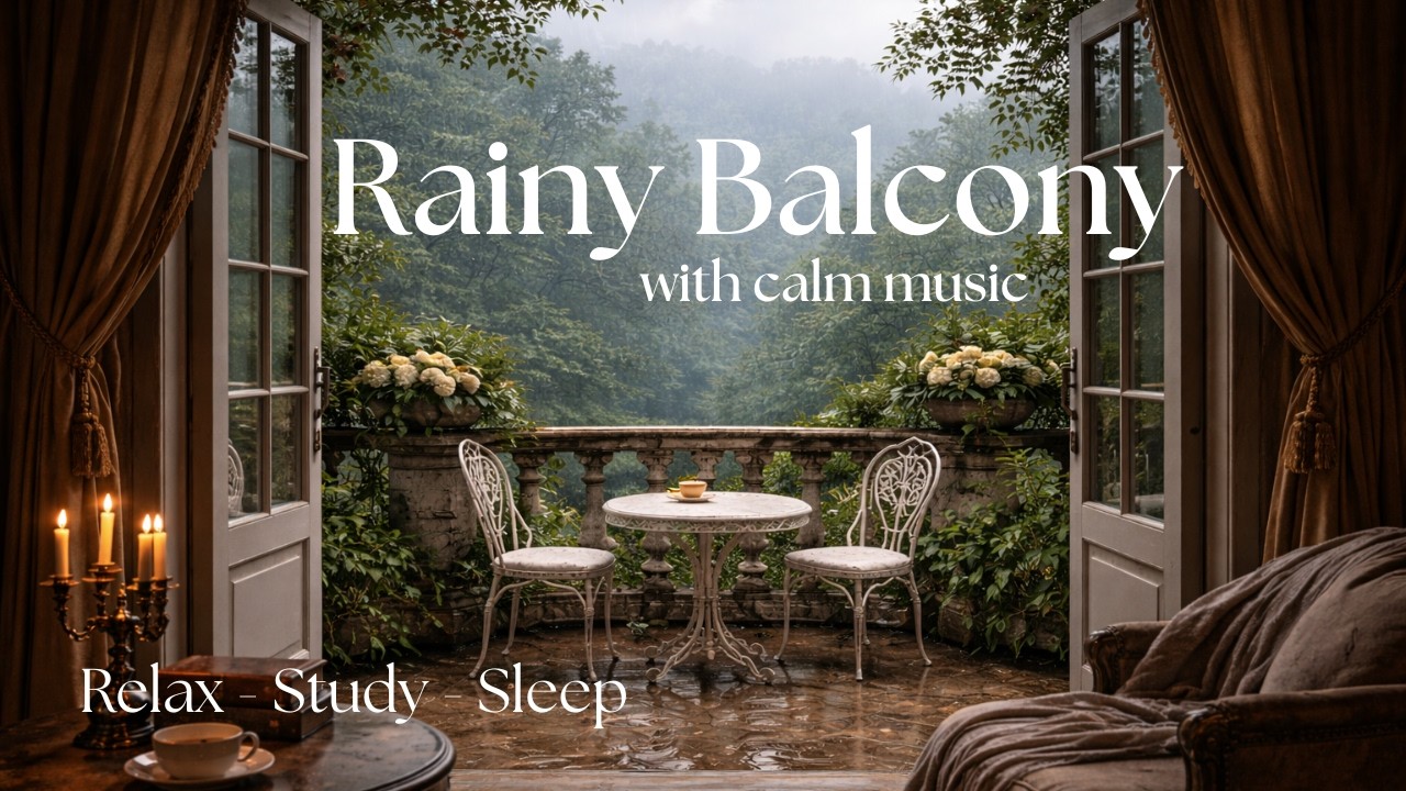 NEW Rain on the Balcony | Calm Rain Ambience with Soft Music for Sleep, Study & Relaxation