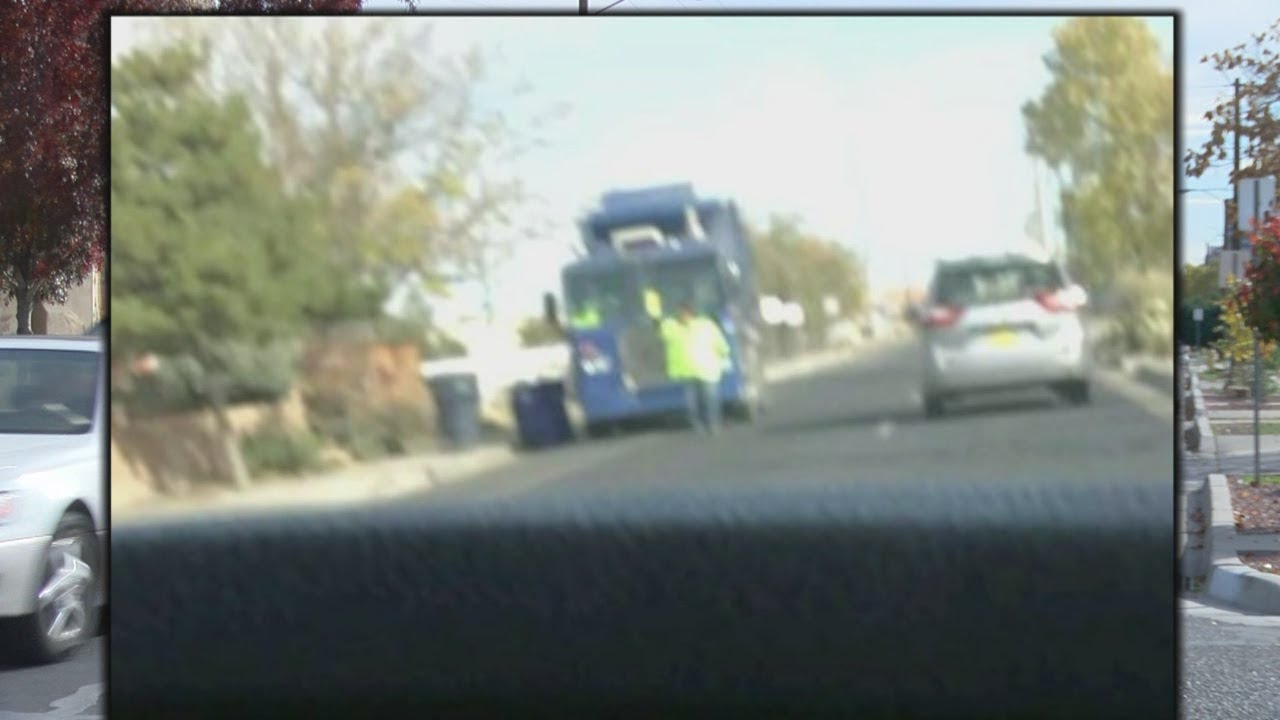 Resident catches garbage truck driver breaking the law, driving wrong direction on one-way street