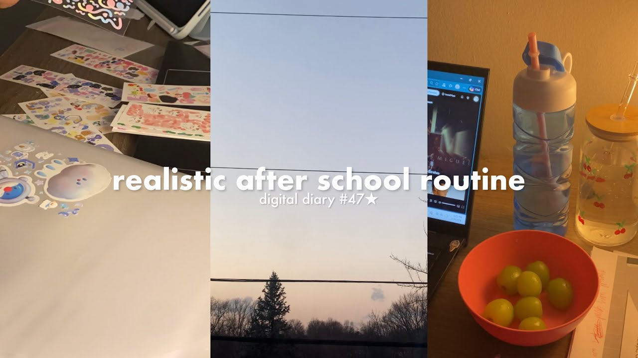 realistic after school routine 🧺; homework and listening to music 