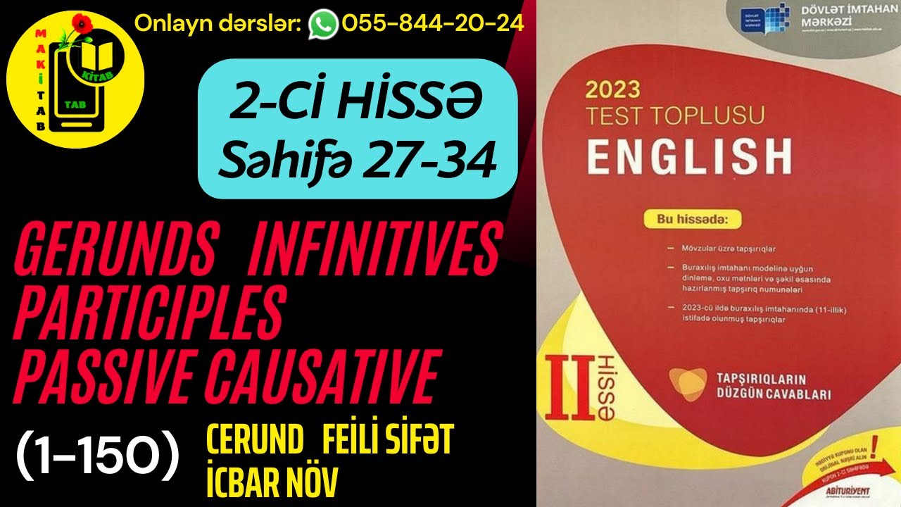 DİM YENİ 2-Cİ HİSSƏ TEST TOPLUSU 2023 İNGİLİS DİLİ | GERUNDS, INFINITIVES, PRESENT PARTICIPLES 1-150